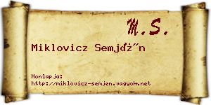 Miklovicz Semjén névjegykártya